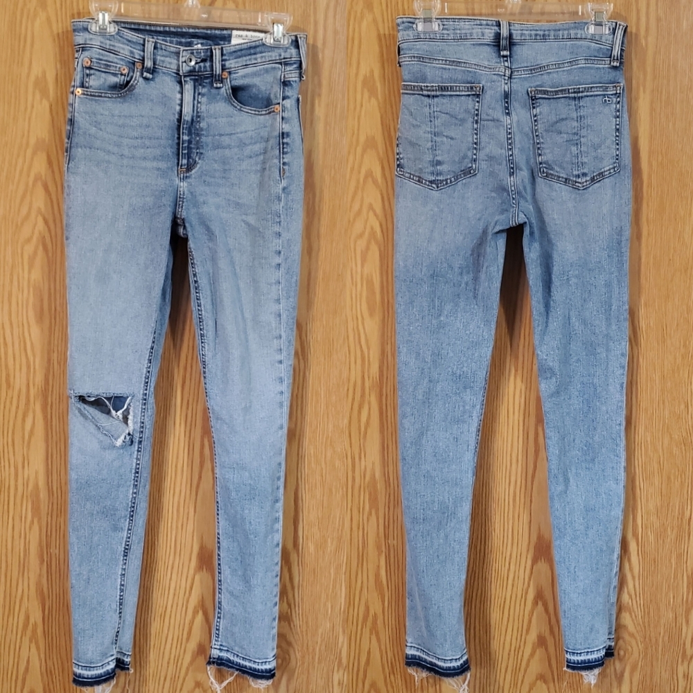 Rag & Bone Nina high rise skinny jeans raw hem  light wash Montrose size 26